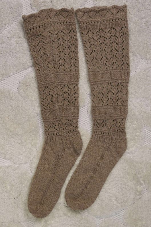 Pointelle Knit Slouch Socks Camel